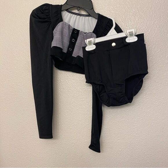 Kelle 2 piece leotard Dance Costume CONFIDENT PLAID TWILL suit 2870 MC child - Picture 2 of 10